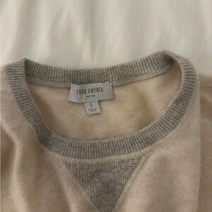 Todd Snyder Men's Beige and Gray Crewneck Sweater